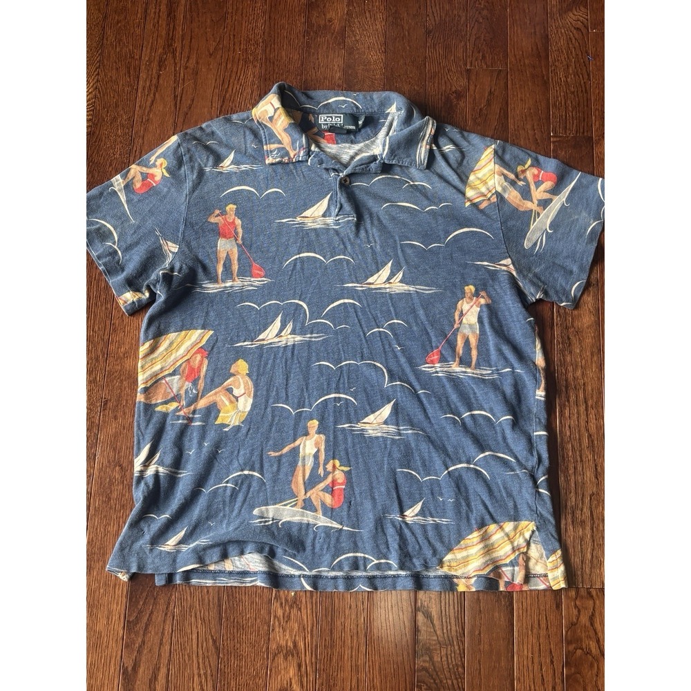 Polo Ralph Lauren All Over Print Nautical Shirt Medium See Pics